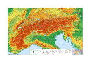 Österreich Alpenraum Wandkarte physisch Poster Metallbestäbt 98x68cm Stiefel GmbH