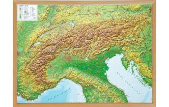 Reliefkarten Alpen mit Holzrahmen natur georelief GbR