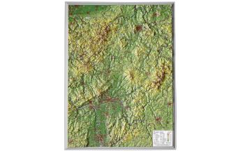 Reliefkarten Hessen klein ohne Rahmen georelief GbR