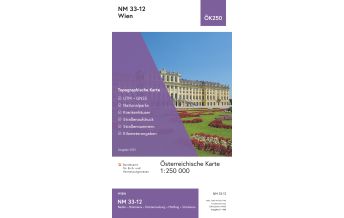 Wanderkarten Wien BEV-Karte NM 33-12, Wien 1:250.000 BEV – Bundesamt für Eich- und Vermessungswesen