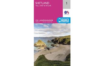 Hiking Maps Scotland OS Landranger 1 Großbritannien - Shetland - Yell, Unst & Fetlar 1:50.000 Ordnance Survey UK
