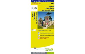 Wanderkarten IGN Carte 116 Top 100 Frankreich - Laval, Fougeres 1:100.000 IGN