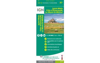 Wanderkarten Frankreich Wanderkarte IGN 75-037 Saint-Malo, Côte d'Emeraude, Le Mont-St-Michel IGN