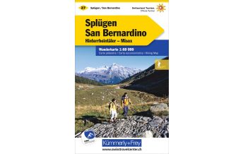 Wanderkarten Schweiz & FL Wanderkarte 27, Splügen, San Bernardino, Hinterrheintäler, Misox 1:60.000 Hallwag Kümmerly+Frey AG