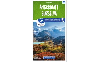 Wanderkarten Schweiz & FL K+F-Wanderkarte 33, Andermatt, Surselva 1:40.000 Hallwag Kümmerly+Frey AG
