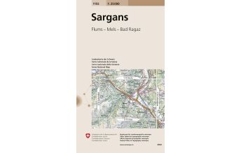 Wanderkarten Nordostschweiz Landeskarte der Schweiz 1155, Sargans 1:25.000 Bundesamt für Landestopographie