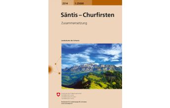 Hiking Maps Switzerland Landeskarte der Schweiz 2514, Säntis, Churfirsten 1:25.000 Bundesamt für Landestopographie