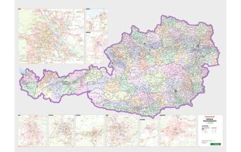 Poster and Wall Maps Wandkarte: Österreich Postleitzahlen 1:500.000 Freytag-Berndt und Artaria