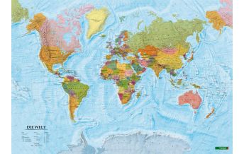Poster and Wall Maps Wandkarte-Metallbestäbt: Die Welt 1:40.000.000 Freytag-Berndt und Artaria
