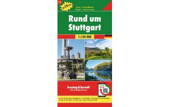 Straßenkarten Rund um Stuttgart, Autokarte 1:150.000, Top 10 Tips, Blatt 13 KOMPASS freytag & berndt