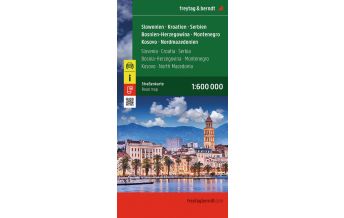 Straßenkarten Serbien Slowenien - Kroatien - Serbien - Bosnien-Herzegowina - Montenegro - Kosovo - Nordmazedonien, Straßenkarte 1:600.000, freytag & berndt KOMPASS freytag & berndt