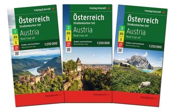 Road Maps Austria Österreich-Set, Autokarte 1:250.000, 3 Blätter in Kunststoff-Hülle Freytag-Berndt und Artaria