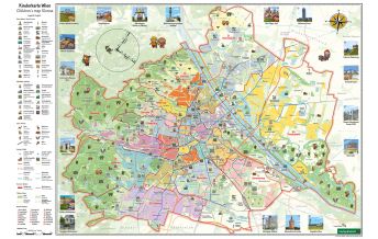 Österreich Kinderkarte Wien, Poster metallbestäbt 1:40.000, freytag & berndt KOMPASS freytag & berndt