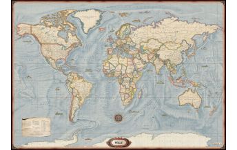 World Maps Weltkarte: Aktuelle Karte im antiken Stil, 1:20.000.000, Poster metall Freytag-Berndt und Artaria