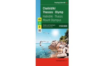 Straßenkarten Griechenland Chalkidiki - Thassos - Olymp, Straßen- und Freizeitkarte 1:150.000, freytag & berndt KOMPASS freytag & berndt