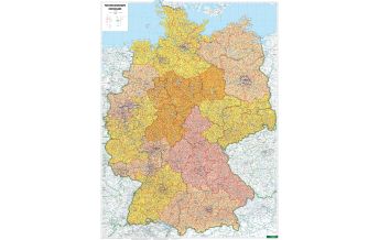 f&b Road Maps Wandkarte-Metallbestäbt: Deutschland Postleitzahlen 1:700.000 Freytag-Berndt und Artaria