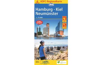 Cycling Maps Germany ADFC-Regionalkarte Hamburg, Neumünster, Kiel 1:75.000 BVA BikeMedia