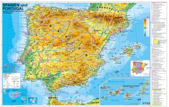 Poster and Wall Maps Spanien und Portugal physisch Stiefel GmbH