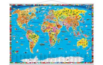 Poster and Wall Maps Illustrierte politische Weltkarte - Poster Krüger & Schönhoff Verlag