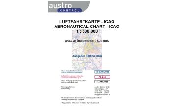 Flugkarten Luftfahrtkarte - ICAO 1:500.000 (Ausgabe 2026; gerollt) Austro Control Verlagsprodukte