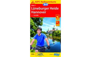 Cycling Maps Germany ADFC-Radtourenkarte 7, Lüneburger Heide, Hannover 1:150.000 BVA BikeMedia