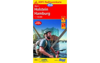 Radkarten Deutschland ADFC-Radtourenkarte 2, Holstein, Hamburg 1:150.000 KOMPASS freytag & berndt