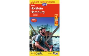Radkarten Deutschland ADFC-Radtourenkarte 2, Holstein, Hamburg 1:150.000 KOMPASS freytag & berndt
