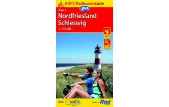 Radkarten Deutschland ADFC-Radtourenkarte 1, Nordfriesland, Schleswig 1:150.000 KOMPASS freytag & berndt