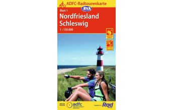 Cycling Maps Germany ADFC-Radtourenkarte 1, Nordfriesland, Schleswig 1:150.000 BVA BikeMedia