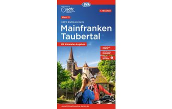 Cycling Maps Germany ADFC Radtourenkarte 21, Mainfranken, Taubertal 1:150.000 BVA BikeMedia