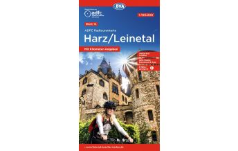 Radkarten Deutschland ADFC Radtourenkarte 12, Harz, Leinetal 1:150.000 KOMPASS freytag & berndt