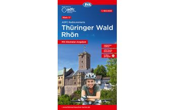 Cycling Maps Germany ADFC-Radtourenkarte 17, Thüringer Wald, Rhön 1:150.000 BVA BikeMedia