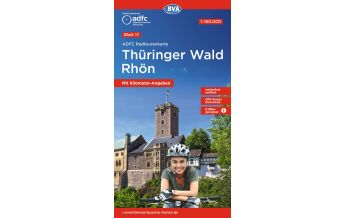 Radkarten Deutschland ADFC-Radtourenkarte 17, Thüringer Wald, Rhön 1:150.000 KOMPASS freytag & berndt