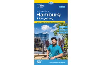 Cycling Maps Germany ADFC-Regionalkarte Hamburg und Umgebung, 1:75.000, mit Tagestourenvorschlägen, reiß- und wetterfest, E-Bike-geeignet, GPS-Tracks-Download BVA BikeMedia