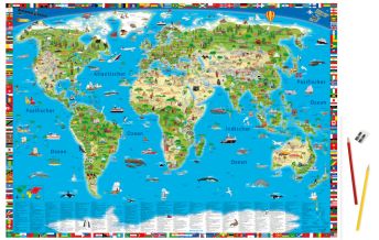 World Maps Erlebniskarte „Illustrierte Weltkarte“ – Schreibtischunterlage Krüger & Schönhoff Verlag