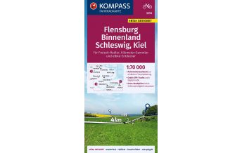 Radkarten KOMPASS Fahrradkarte 3310 Flensburg Binnenland, Schleswig, Kiel 1:70.000 KOMPASS freytag & berndt