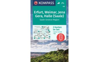 Hiking Maps Germany Kompass-Kartenset 457, Erfurt, Weimar, Jena, Gera, Halle (Saale) 1:50.000 Kompass-Karten GmbH