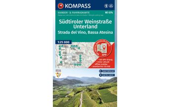 Hiking Maps South Tyrol + Dolomites Kompass-Karte 074, Südtiroler Weinstraße/Strada del Vino, Unterland/Bassa Atesina 1:25.000 Kompass-Karten GmbH
