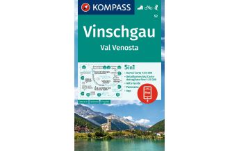 Wanderkarten Südtirol & Dolomiten Kompass-Karte 52, Vinschgau/Val Venosta 1:50.000 KOMPASS freytag & berndt