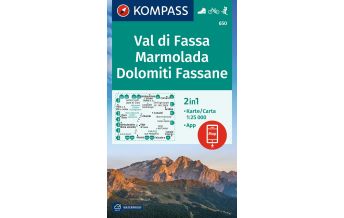 Wanderkarten Südtirol & Dolomiten Kompass-Karte 650, Val di Fassa / Fassatal, Marmolada, Dolomiti Fassane 1:25.000 KOMPASS freytag & berndt