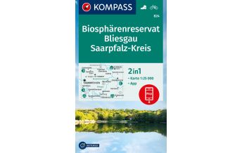 Wanderkarten Deutschland KOMPASS Wanderkarte 824 Biosphärenreservat Bliesgau & Saarpfalz-Kreis 1:25.000 KOMPASS freytag & berndt