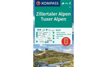 Hiking Maps South Tyrol + Dolomites Kompass-Karte 37, Zillertaler Alpen, Tuxer Alpen 1:50.000 Kompass-Karten GmbH