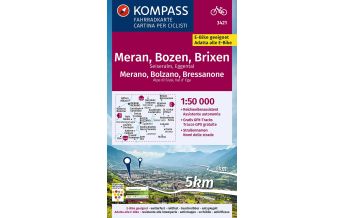 Radkarten KOMPASS Fahrradkarte 3421 Meran, Bozen und Umgebung 1:50.000 KOMPASS freytag & berndt