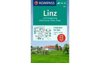 Hiking Maps Vienna Kompass-Kartenset 202, Linz und Umgebung, Mühlviertel, Wels, Steyr 1:50.000 Kompass-Karten GmbH