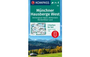 Wanderkarten Bayern KOMPASS Wanderkarten-Set 796 Münchner Hausberge West, Ammergauer Alpen, Wetterstein, Werdenfelser Land (3 Karten) 1:25.000 Kompass-Karten GmbH