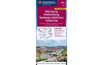 Cycling Maps Kompass-Fahrradkarte 3372, Würzburg, Frankenhöhe, Rothenburg 1:70.000 Kompass-Karten GmbH