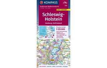 Cycling Maps KOMPASS Großraum-Radtourenkarte 3701 Schleswig-Holstein, Hamburg, Ostfriesland 1:125.000 Kompass-Karten GmbH