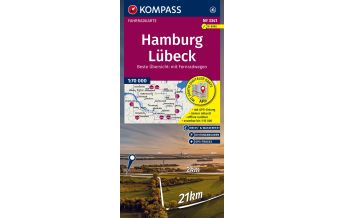 Radkarten Kompass-Fahrradkarte 3341, Hamburg, Lübeck 1:70.000 KOMPASS freytag & berndt