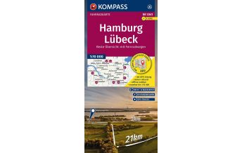 Radkarten Kompass-Fahrradkarte 3341, Hamburg, Lübeck 1:70.000 KOMPASS freytag & berndt