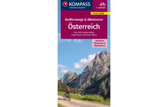 Radkarten KOMPASS Radfernwegekarte Radfernwege & Biketouren Österreich - Übersichtskarte 1:300.000 Kompass-Karten GmbH